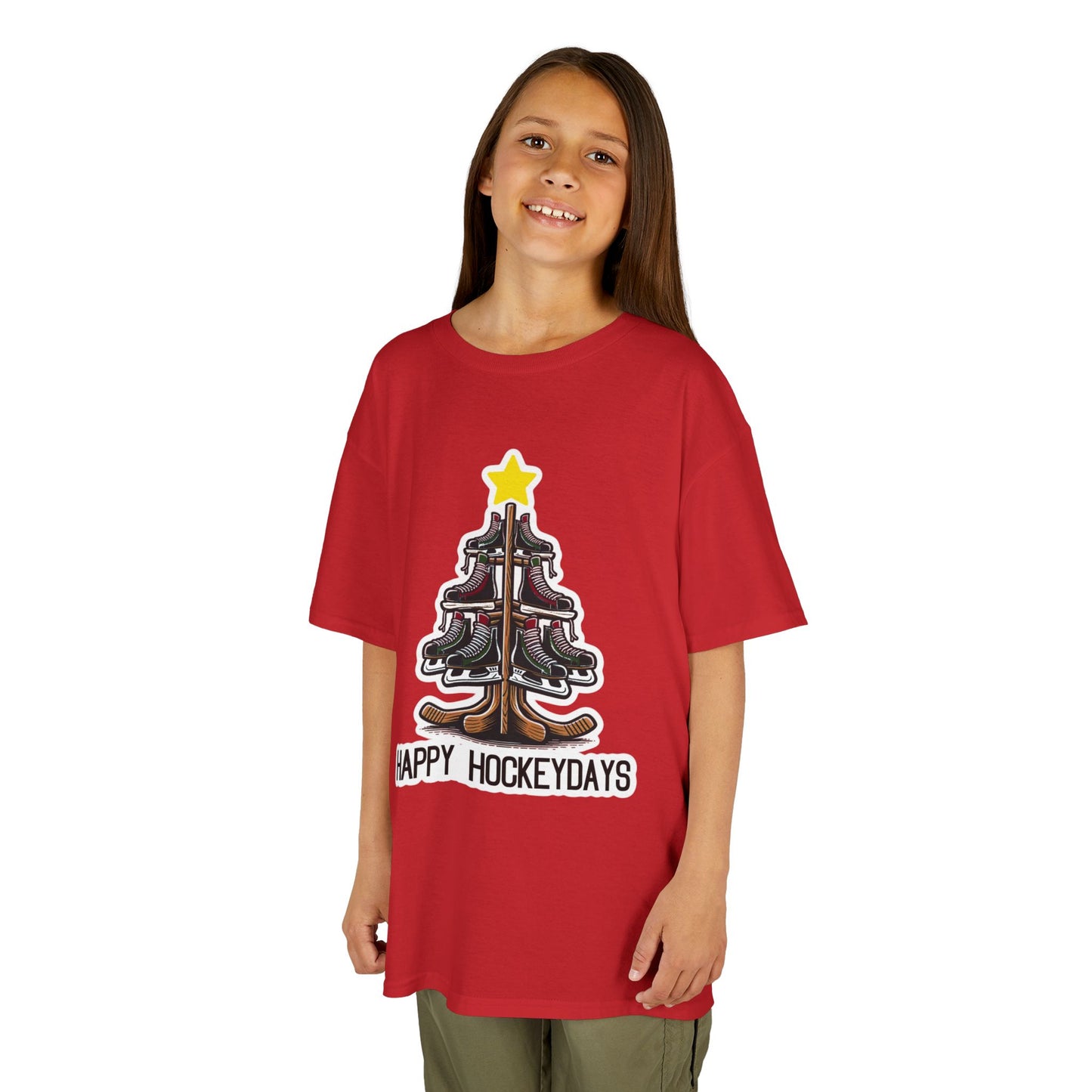 Happy Hockeydays Ice Hockey Christmas Tree Shirt (Youth)