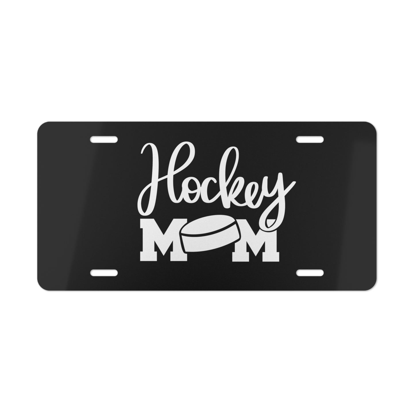 Hockey Mom Puck Vanity Plate for Car (Black)