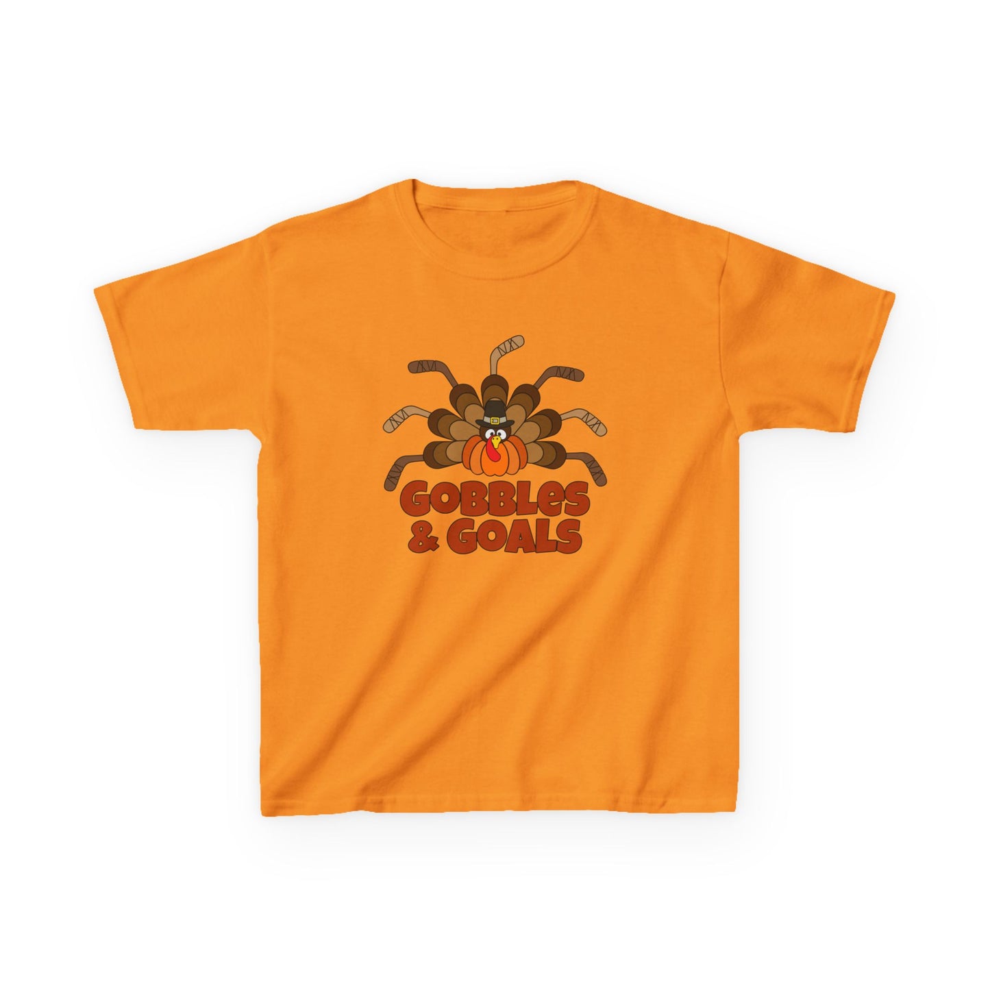 Gobbles and Goals Thanksgiving Hockey Stick Turkey Shirt (Youth)