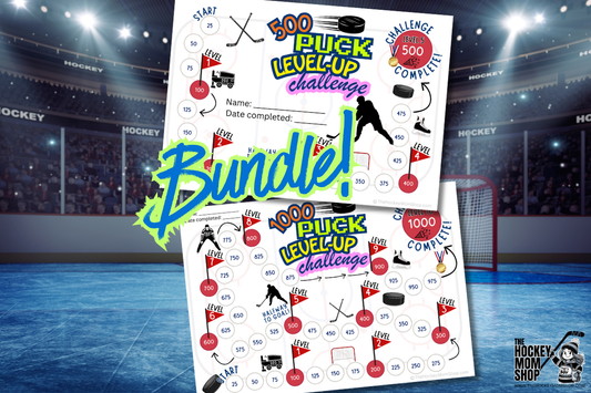 500 + 1000 Puck Level-Up Shooting Challenge Bundle – Hockey Skill Builder Printables