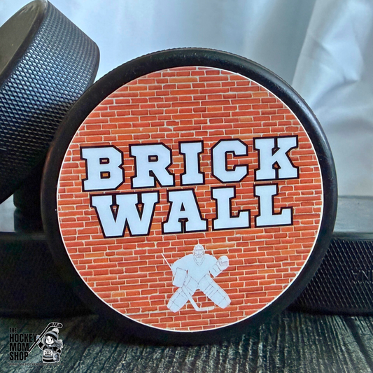 Brick Wall Goalie Hockey Puck Sticker Pack (2 Stickers)