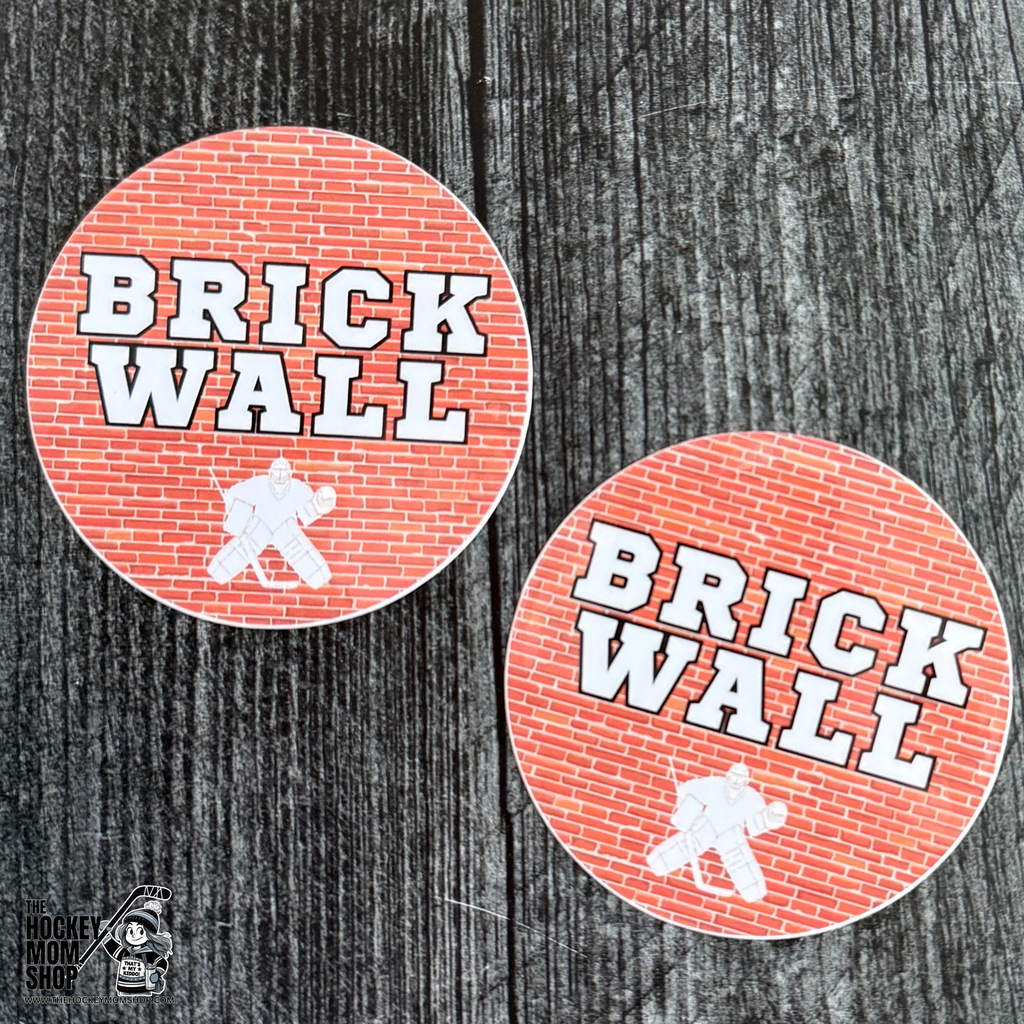 Brick Wall Goalie Hockey Puck Sticker Pack (2 Stickers)