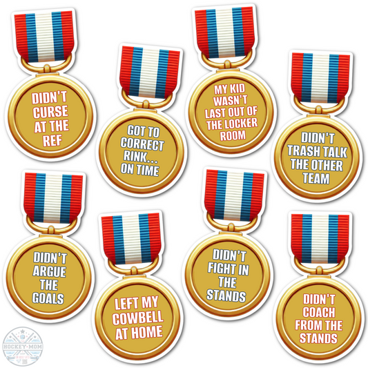 Sarcastic Funny Parent ICE HOCKEY Achievement Medals Vinyl Stickers