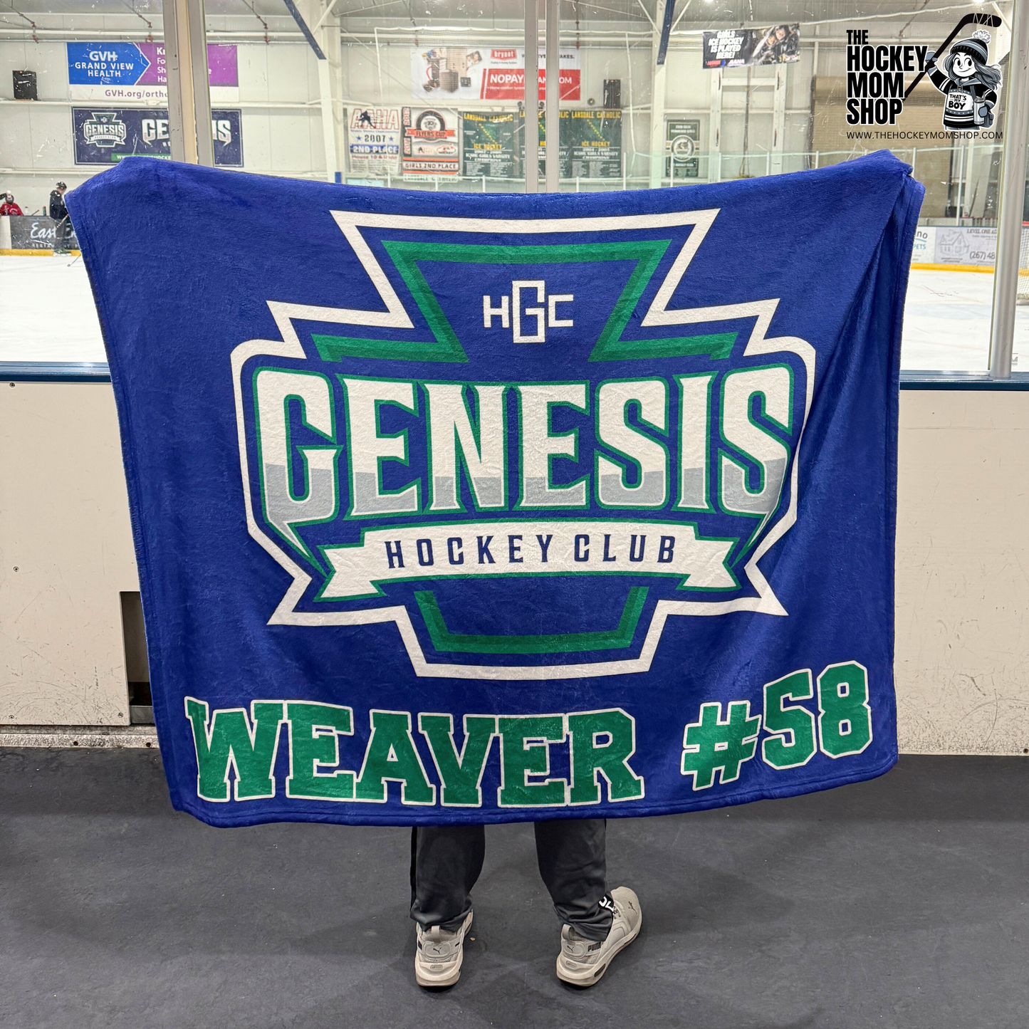 Genesis Blue Keystone Velveteen Plush Blanket **PERSONALIZED**