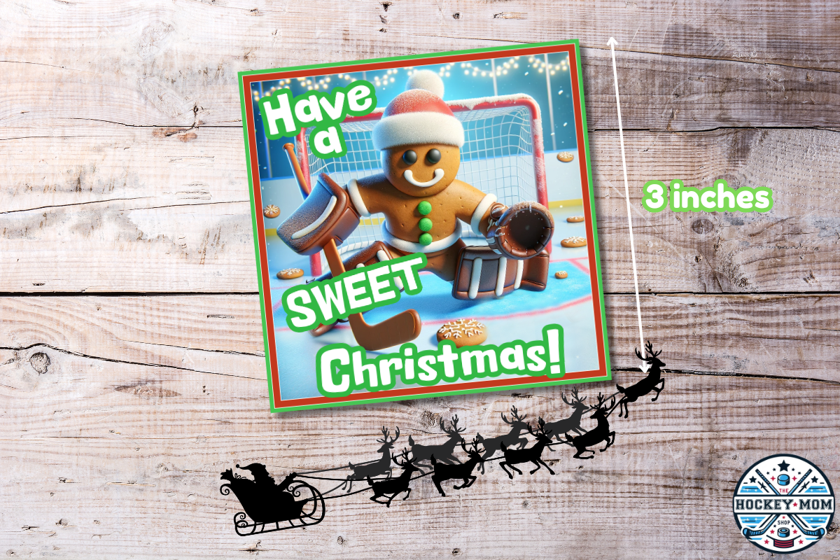 Ice Hockey Gingerbread Goalie "Have a SWEET Christmas!" Gift Tags