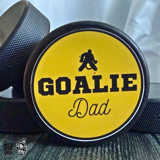 Goalie Dad Hockey Puck Sticker Pack (2 Stickers)