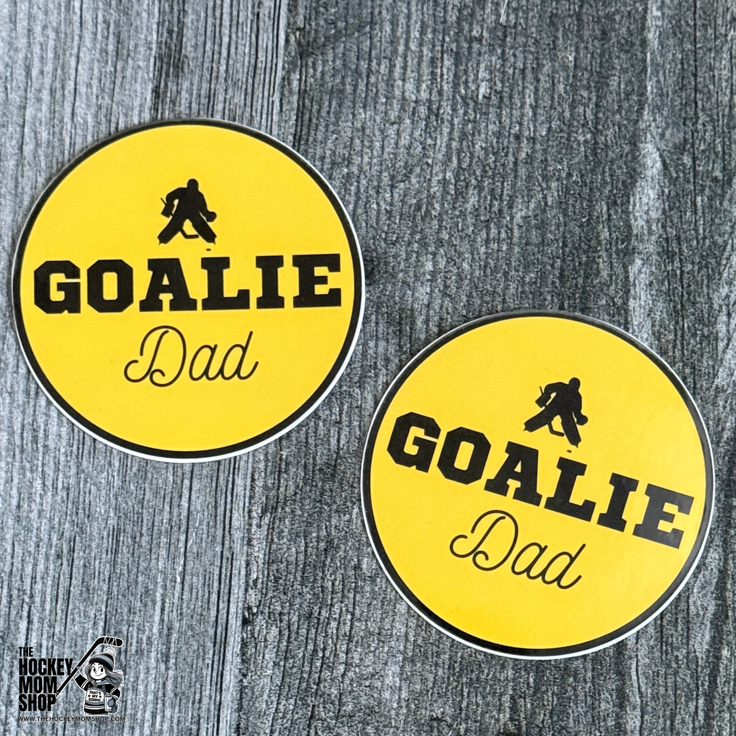Goalie Dad Hockey Puck Sticker Pack (2 Stickers)