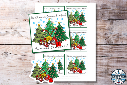 Hockey-Themed Christmas Printable Gift Tags - "It's the Most Wonderful Time of the Year!"