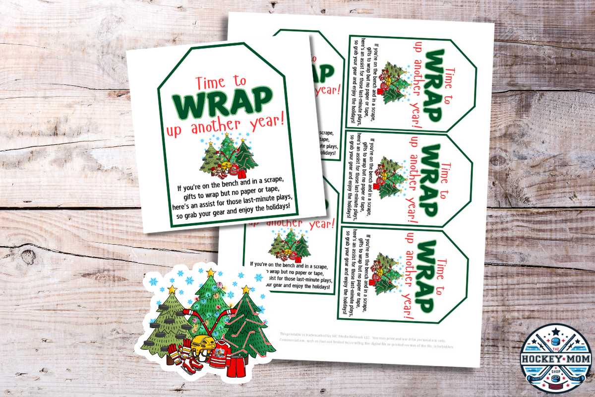 Ice Hockey Themed Christmas Gift Wrap Tags