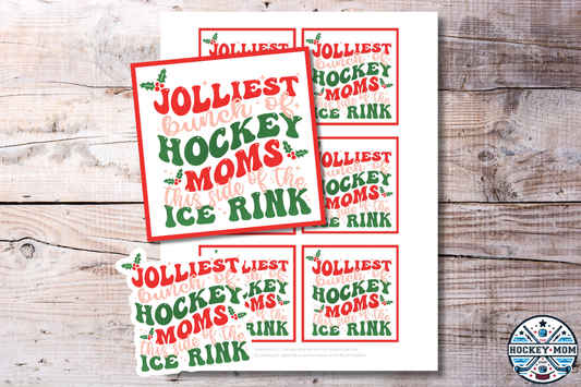 Hockey Mom Christmas Gift Tags - "Jolliest Bunch of Hockey Moms!" Printable