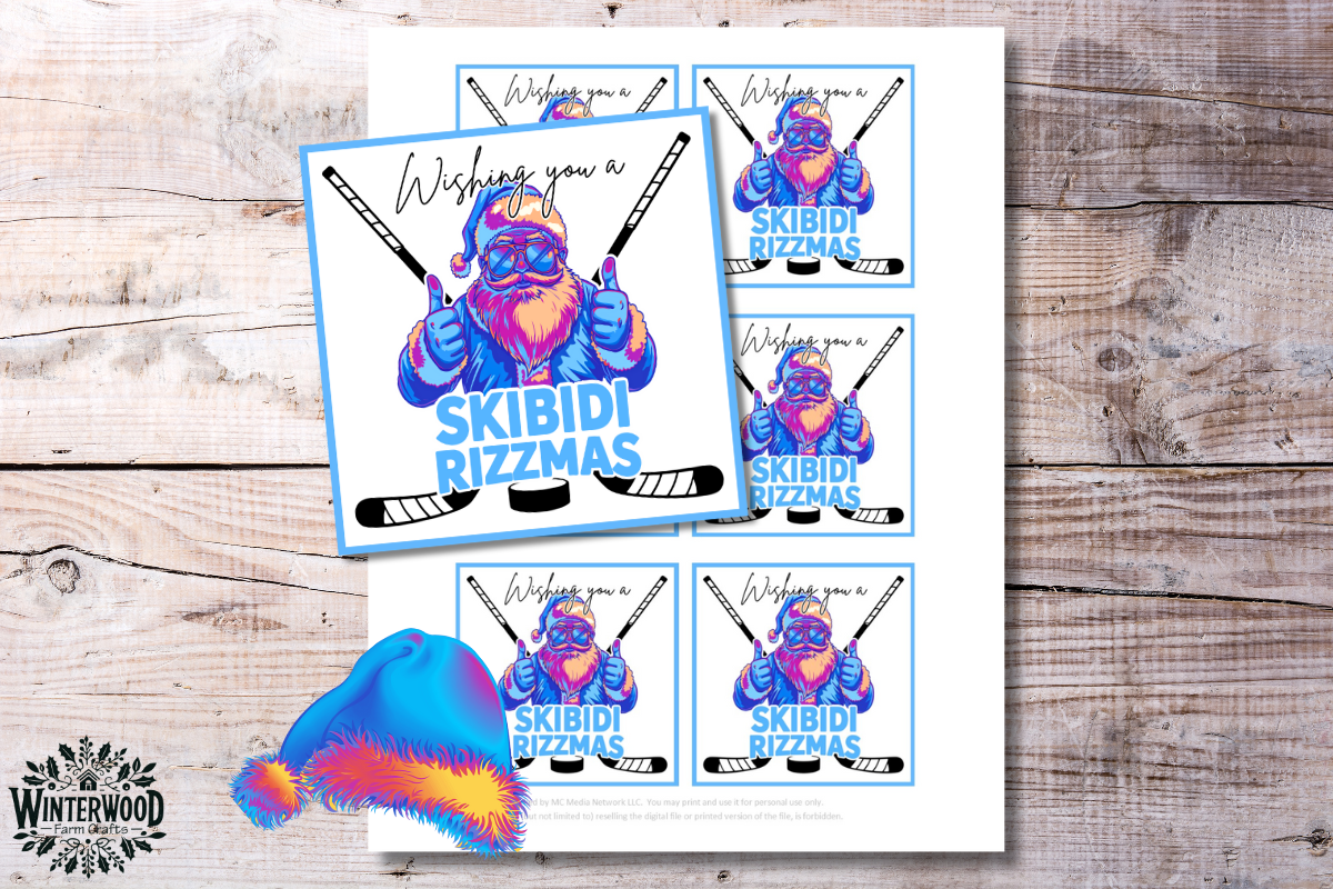 Skibidi Rizzmas Hockey Gift Tags (POP Color)