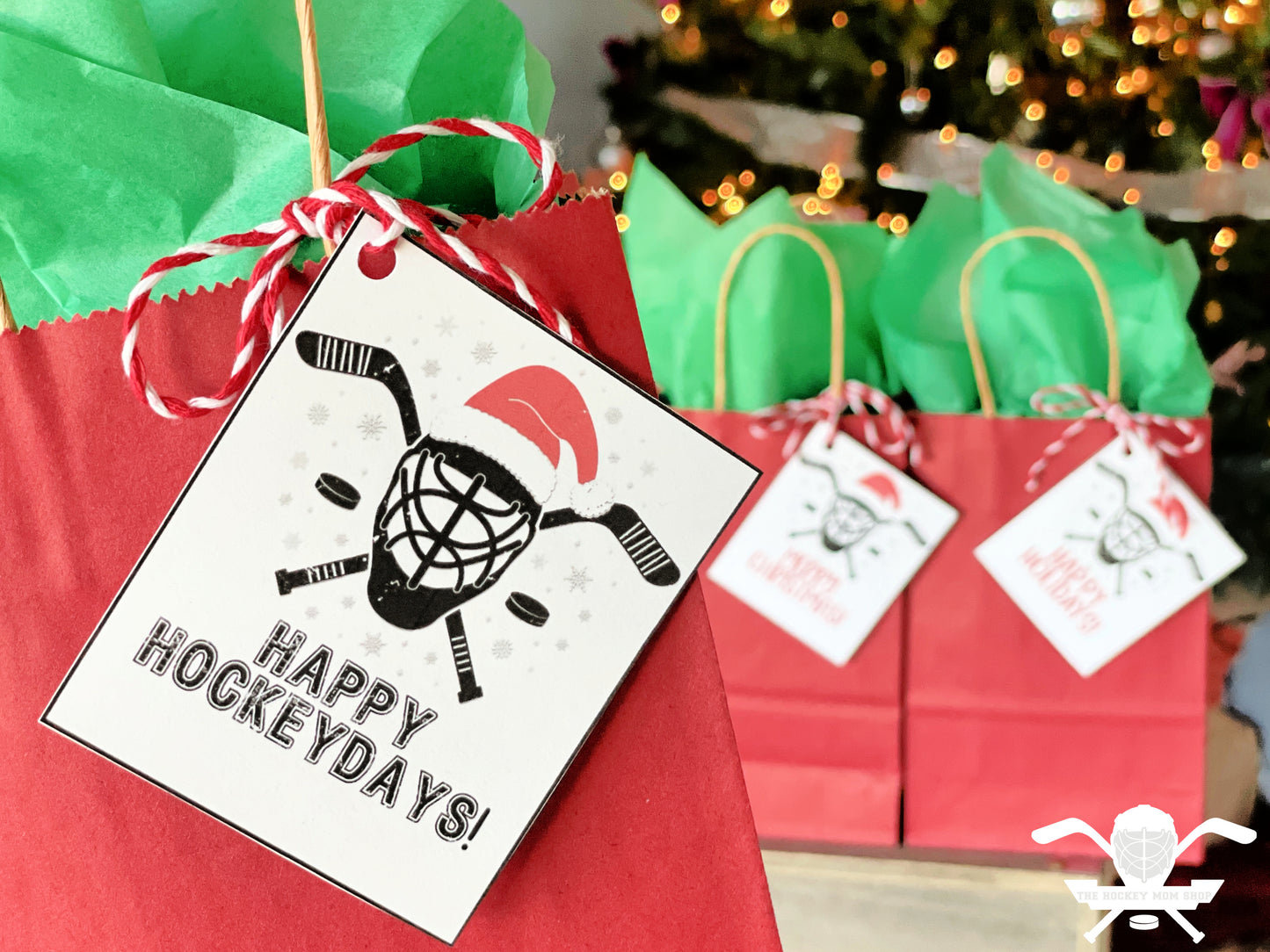Happy Hockeydays Christmas Hockey Themed Gift Tags