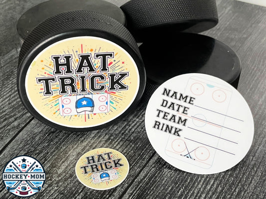 Ice Hockey HAT TRICK Milestone Puck Stickers Vinyl Sticker Pack