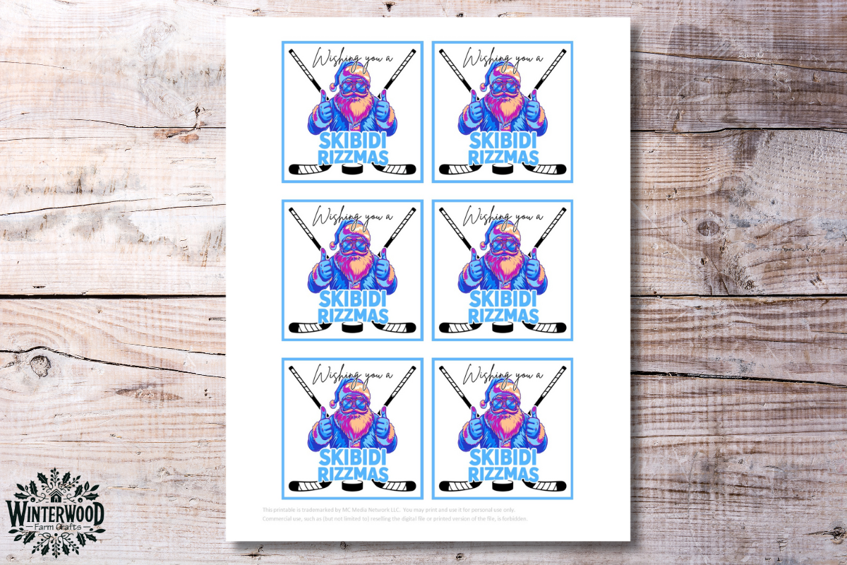 Skibidi Rizzmas Hockey Gift Tags (POP Color)