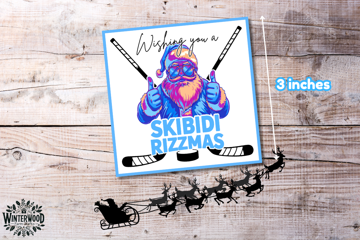 Skibidi Rizzmas Hockey Gift Tags (POP Color)