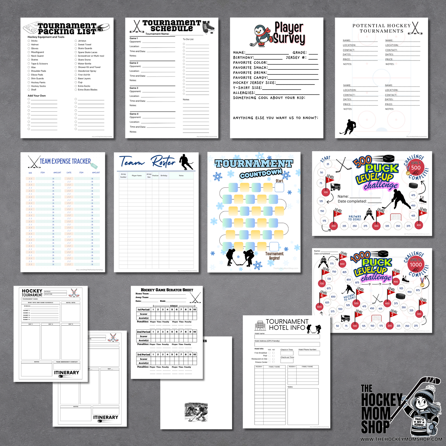 Hockey Team Mom Toolkit Printable Bundle (14 Pages + Bonus Pages)