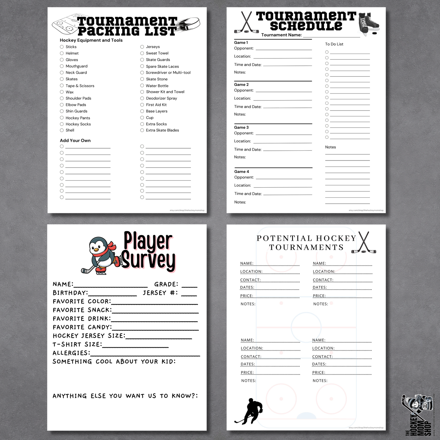 Hockey Team Mom Toolkit Printable Bundle (14 Pages + Bonus Pages)