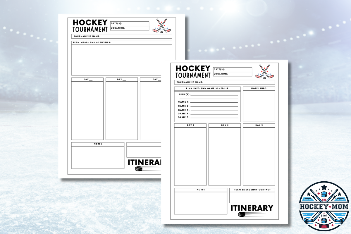 Ice Hockey Tournament Itinerary Printable Planner Pack