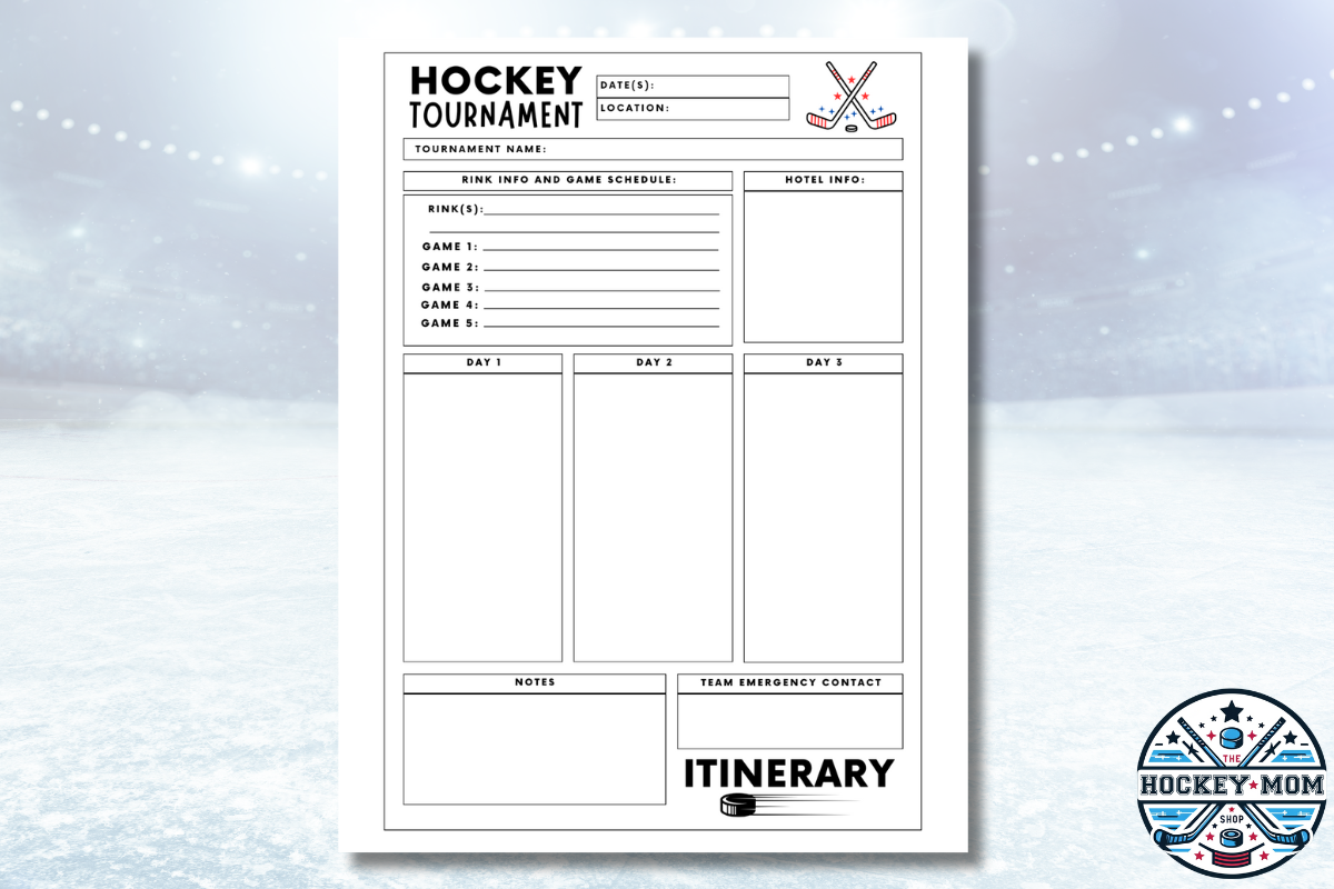 Ice Hockey Tournament Itinerary Printable Planner Pack