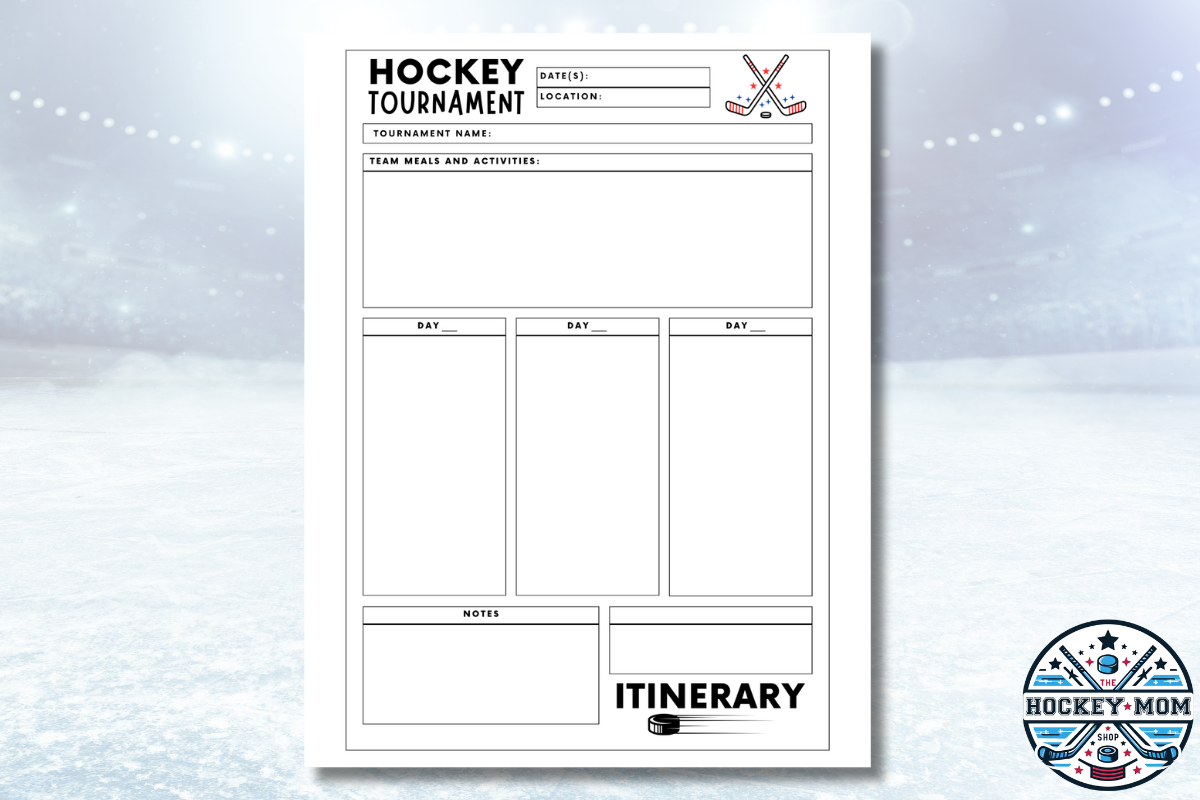 Ice Hockey Tournament Itinerary Printable Planner Pack