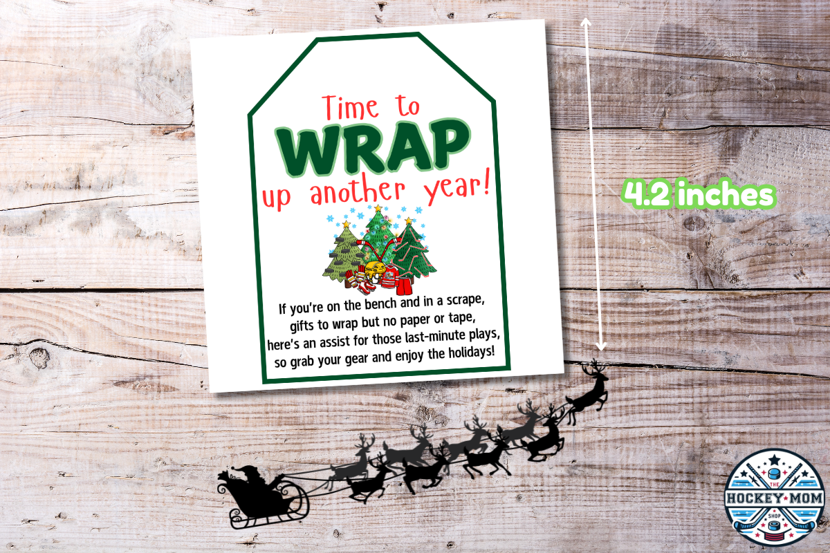 Ice Hockey Themed Christmas Gift Wrap Tags