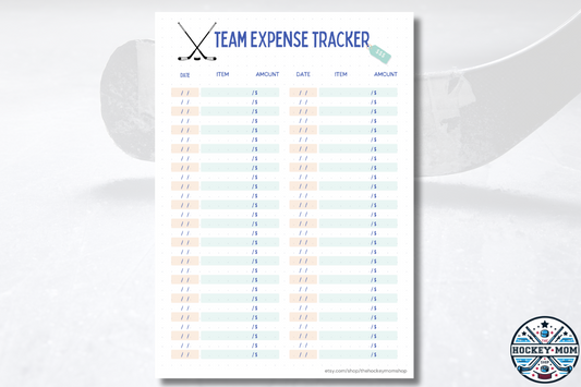 Ice Hockey Team Expense Tracker Printable