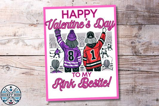 Ice Hockey RINK BESTIES Hockey Moms Valentine's Day Printable Cards