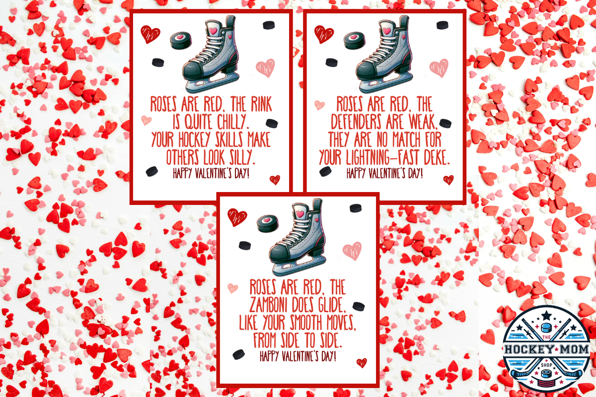 Roses Are Red Printable ICE HOCKEY Valentine Card Set