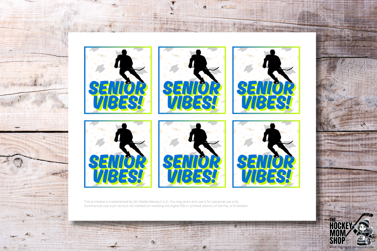 Senior Vibes Hockey Graduation Printable Gift Tags