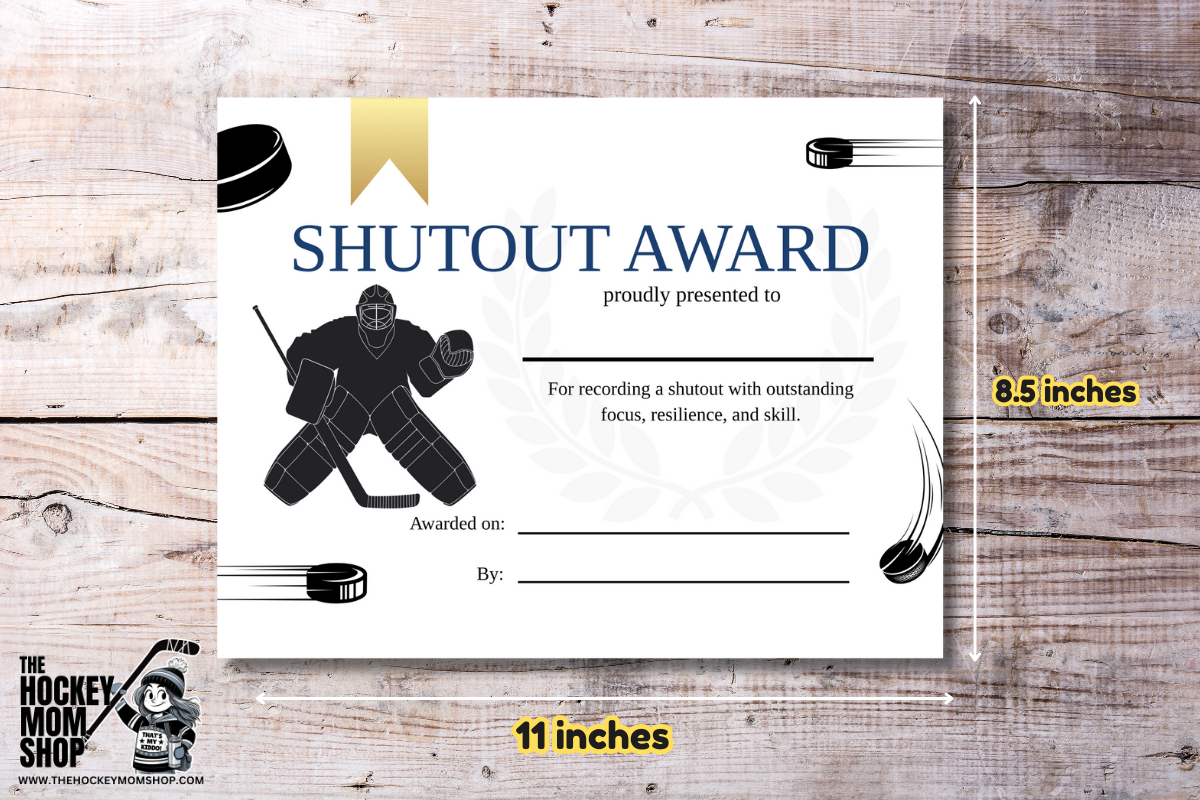 Shutout Hockey Award Certificate | Printable Goalie Recognition Award