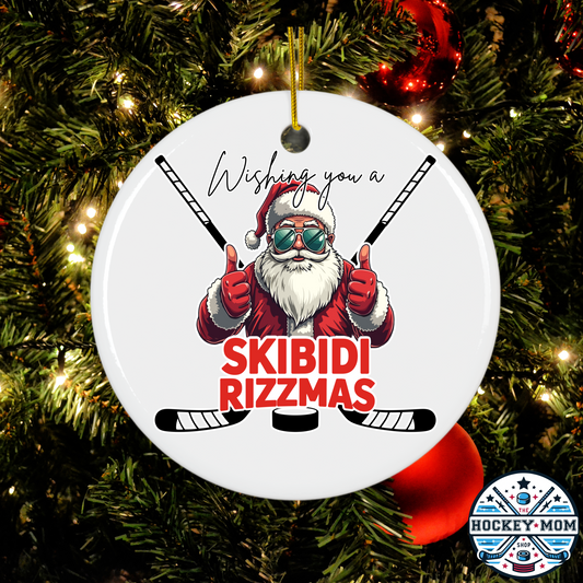 Skibidi Rizzmas Hockey Santa Ornament