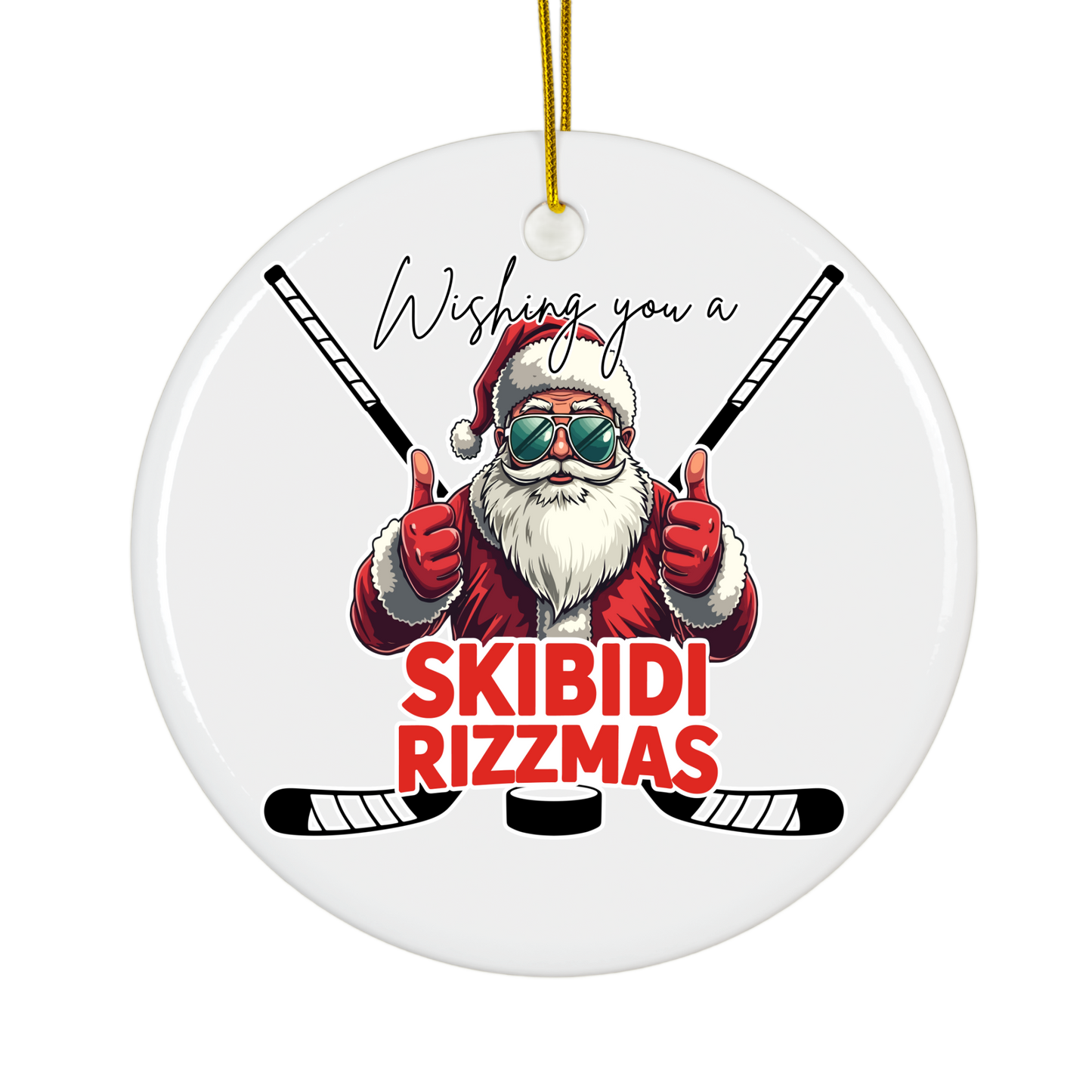 Skibidi Rizzmas Hockey Santa Ornament