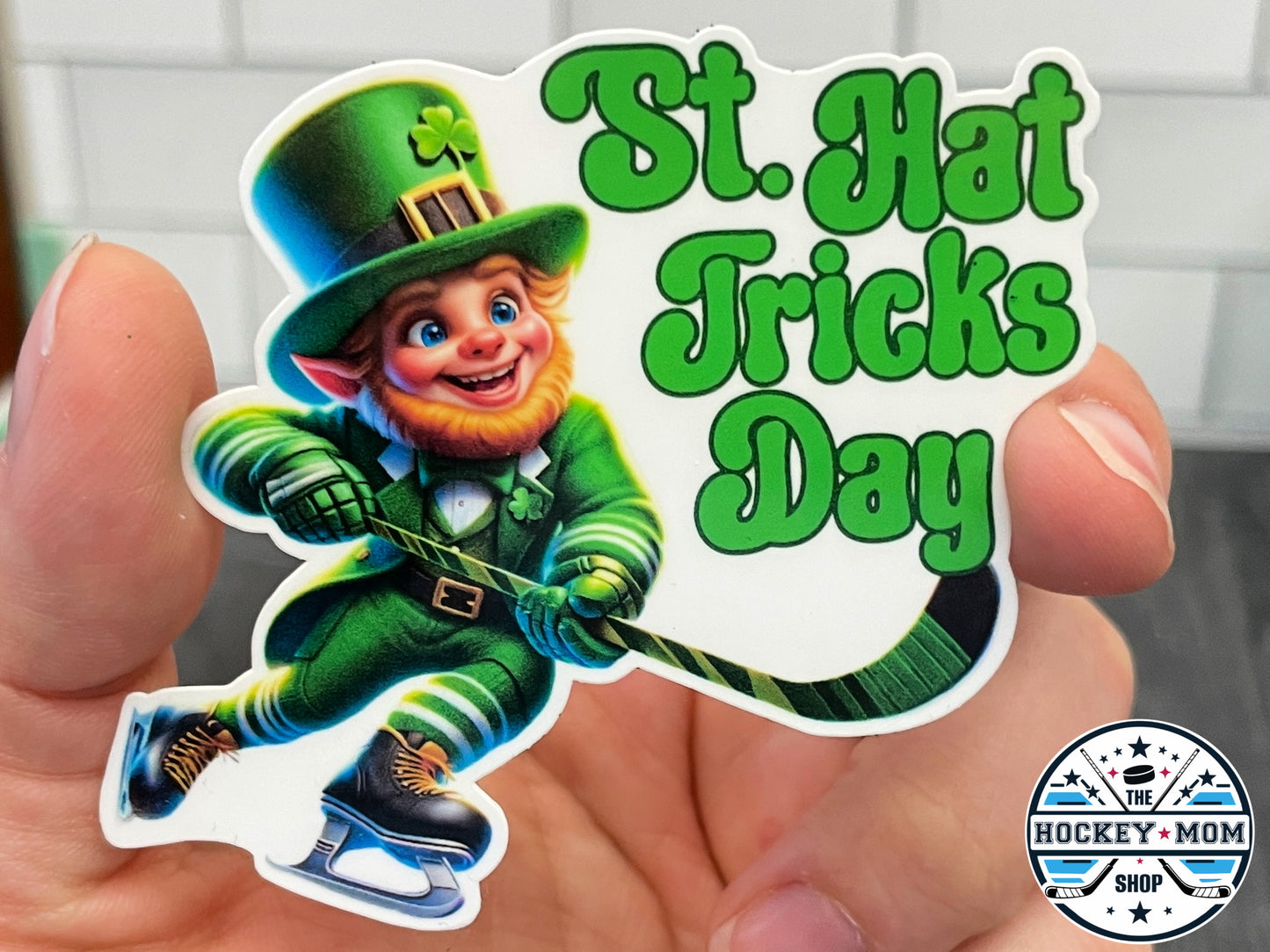 St. Hat Tricks Day Hockey Vinyl Sticker