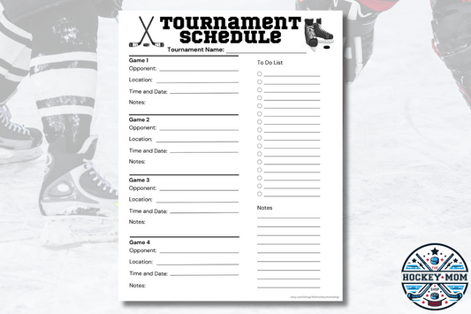 Printable ICE HOCKEY Tournament Schedule