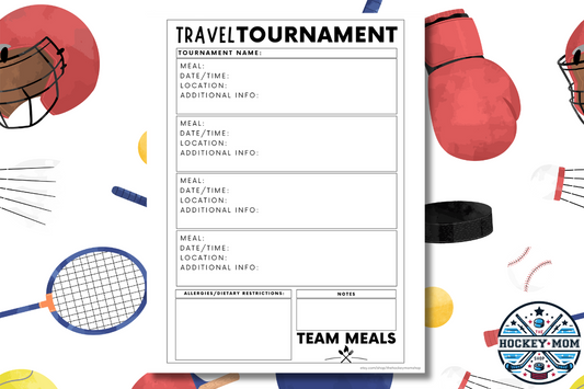 Travel Sports Tournament Team Meals Information Printable Planner Page