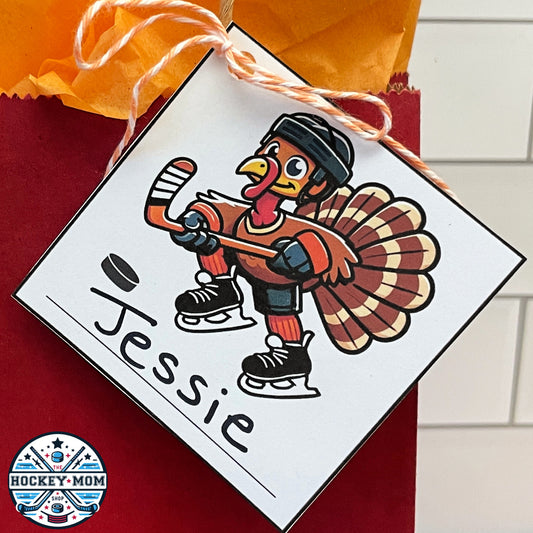 Ice HOCKEY THANKSGIVING TURKEY Player Gift Tags