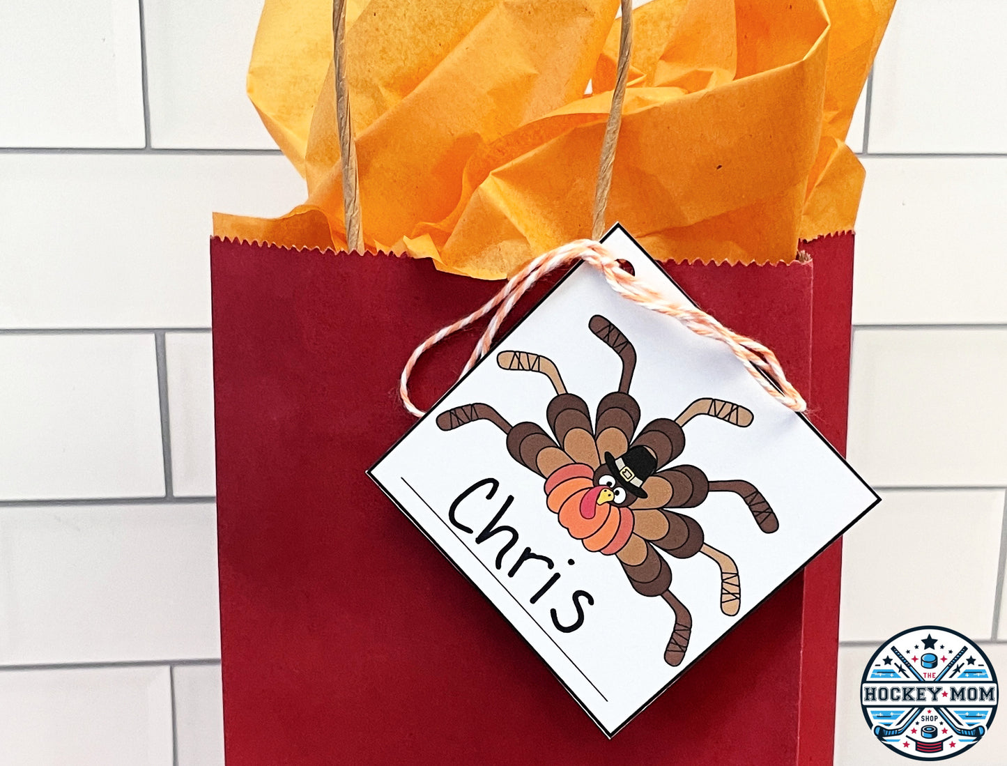 THANKSGIVING TURKEY Hockey Sticks Gift Tags