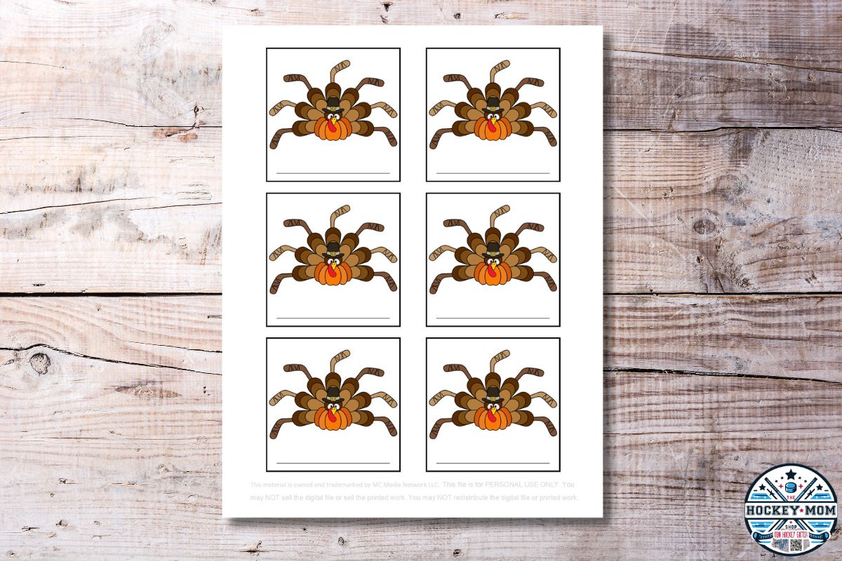 THANKSGIVING TURKEY Hockey Sticks Gift Tags