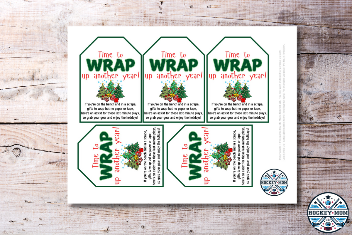 Ice Hockey Themed Christmas Gift Wrap Tags