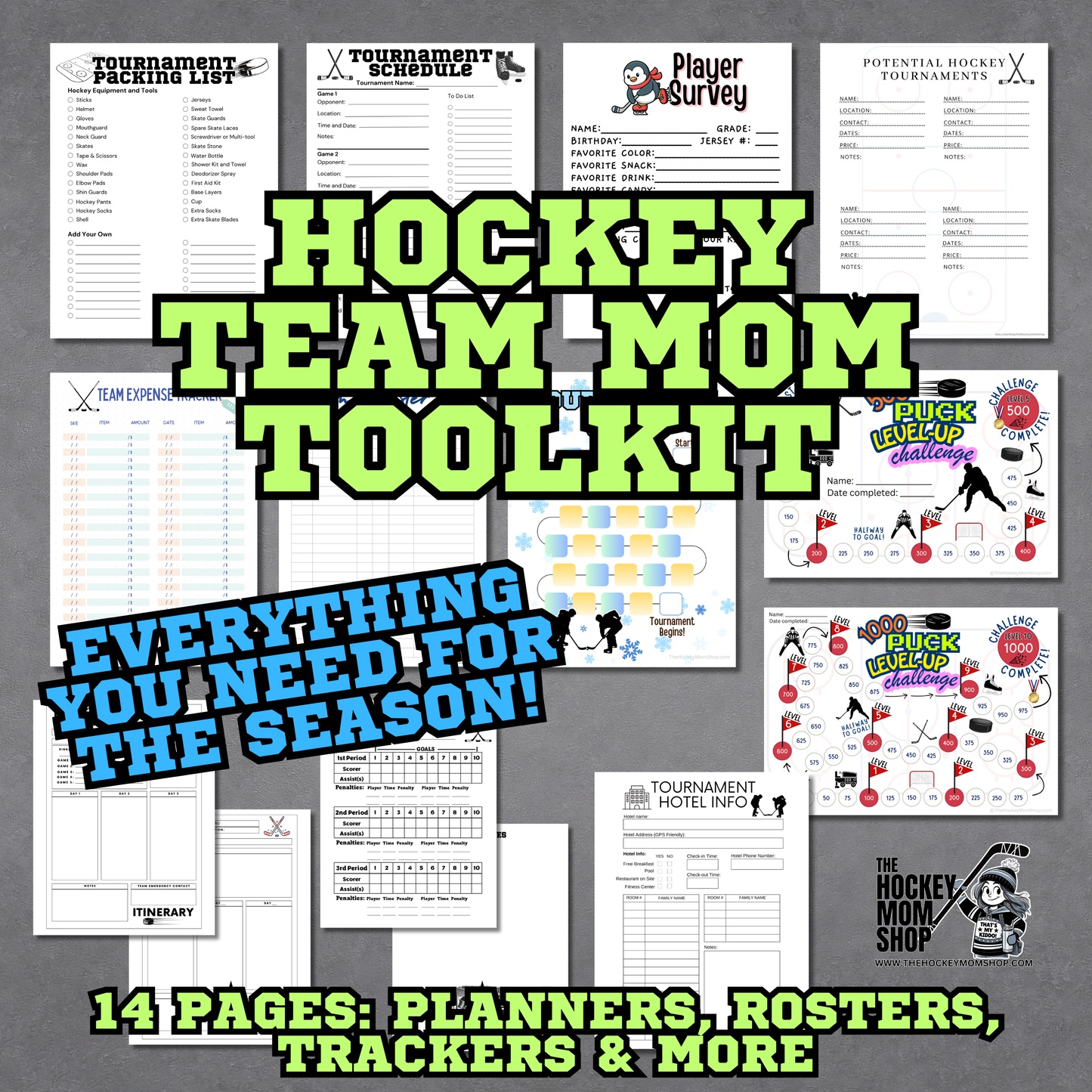 Hockey Team Mom Toolkit Printable Bundle (14 Pages + Bonus Pages)